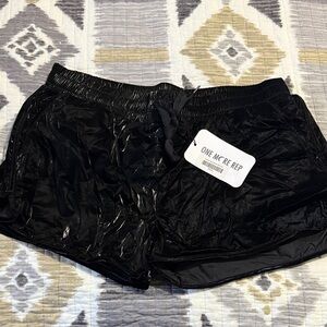 Women's velvet like Black Shorts